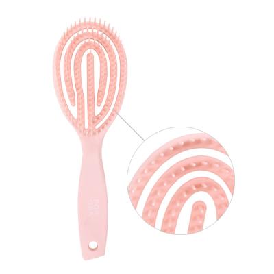 China Paddle Hair Styling Tools LOGO Customized Color Plastic Nylon Massage Duct Detanling Curved Hair Brush For Faster Drying for sale