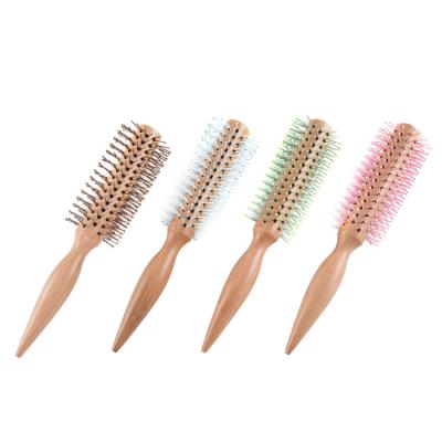 China Waterproof Handle Private Label Customized Heat Resistance Wood Boar Bristle Round Comb Roller Set Brushes For Hair Professional for sale