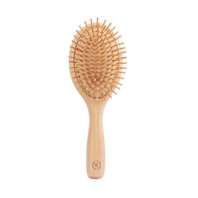 China Ball-tilted stiffens beech wood paddle hair brush rubber cushion custom detangling comb good quality 2021 for sale