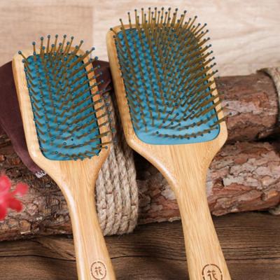 China Wholesale-Ball-tipped bristles massage paddle natural bamboo wooden hair brush wooden hair brushes for sale