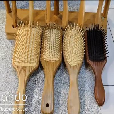 China Hot Selling 2022 Bristle Air Cushion Comb Private Label Anti-Static Bamboo Massage Brush Professional Hair Brush Ball-tipped Comb for sale