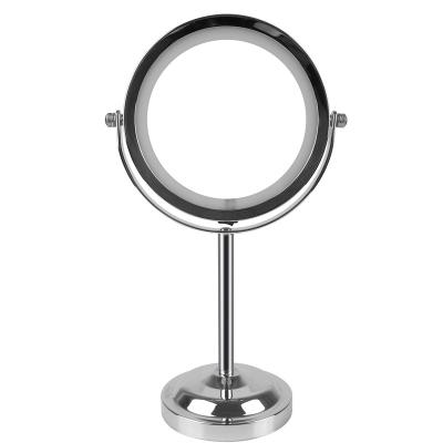 China Medium Size Lighted LED Magnifying Stainless Steel Frame Mirror With Switch for sale