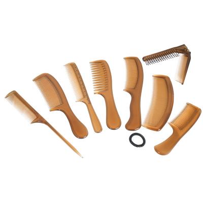 China 9pcs Universal Premium Haircut Barber Stylish Hairdressing Plaiting Comb Gold Color Hair Comb For Women Men for sale