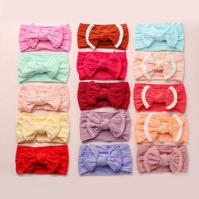 China Baby Breathable Nylon Soft Headband Knot Turban Winter Headwrap Large Bow Over Sized Headband Hair Accessories for sale