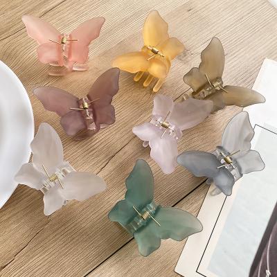 China Wholesale Hair Accessories Women Fashion Clear Acrylic Hair Clips Plastic Transparent Butterfly Hair Claw ZMH258 for sale