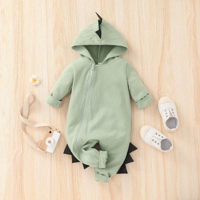 China Autumn Casual Baby Boys Hooded Romper Clothes 0-18M Long Sleeve Infant Comfotable Solid Color Animal Horns Overalls for sale