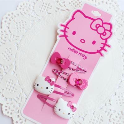 China Decorate European And American High Quality KT Hair Clips Cartoon Babies Hello Girls Lace Cute Plastic Hair Clip Headband Set for sale