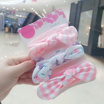 China European and American children's soft 3pics/set headband baby cotton headband combination set small bow ear headband for sale