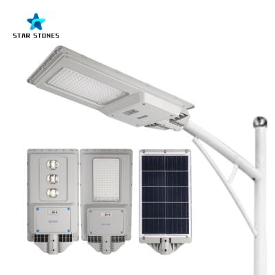 China New design wide illumination area solar powered with remote control integrated ip65 panel outdoor 100W 120W 200W led street light for sale