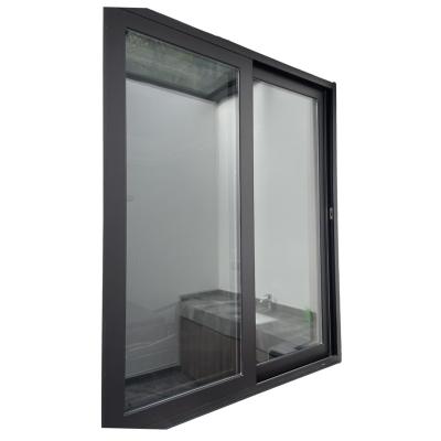 China Double Glazed Exterior Blind Black Aluminum Magnetic Screen Tempered Glass Window Roller Vermont Sliding Windows With Insect Screen for sale