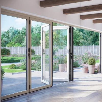 China Customized Windproof Aluminum Double Glazed New Design Tempered Glass Internal Bifold Doors With Other Glass Doors Modern Home for sale