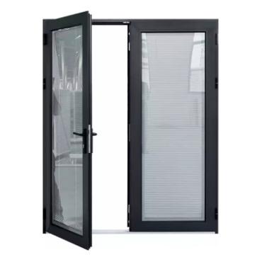 China French Doors Heat Insulation Thermal Break Design Double Pane Style Swing Door Interior Wooden French Doors Steel French Windows for sale