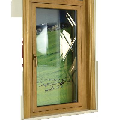 China Folding Screen Window Designs Wooden Double Glazed Aluminum Window Thermal Break Window With Modern Retractable Screen for sale