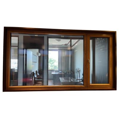 China Magnetic Screen Triple Glazed Luxury Tilt-Turn Thermal Break USA Market Aluminum Swing Window Modern Design Wooden Bedroom Windows for sale