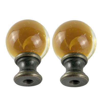 China Popular classic dark brown translucent glass ball with antique brass finish for desk lamp finial for sale