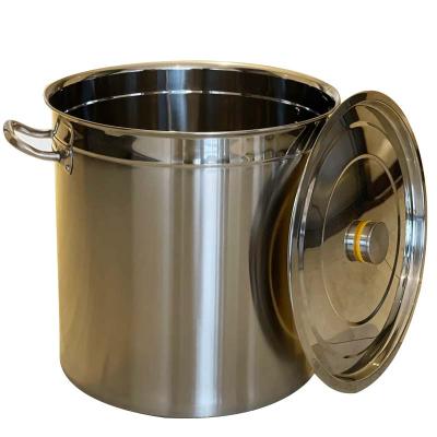 China Sustainable 304 Stainless Steel Soup Bucket Thickened Kitchen Commercial Oatmeal With Cover Storage Soup Pot for sale