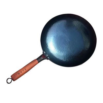 China Sustainable Iron Wok Round Bottom Home Kitchen Uncoated Non-Stick Iron Wok for sale