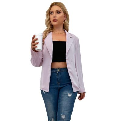 China Anti-Wrinkle Summer Casual Polyester Long Sleeve Slim Pink Plus Size Blazers For Women for sale