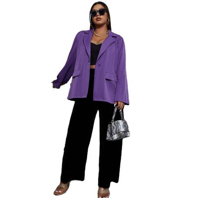 China Anti-Wrinkle Polyester Casual Purple Slim Fit Long Sleeve Plus Size Blazer Suit For Women for sale