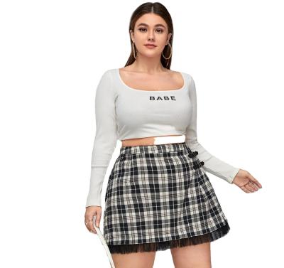 China Black Professional Casual Plaid High Waist Plus Size Short Skirt For Women for sale