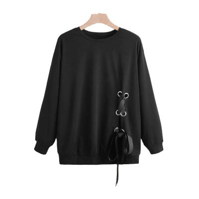 China Sustainable Women Cotton Blend Hoodie Round Neck Minimalism Pullover Sweatshirt Plus-Size Women's Long Sleeve Hoodies for sale