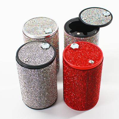 China Custom luxury crystal rhinestone car accessories diamond car portable bling ashtray eco-friendly for sale