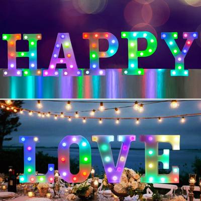 China Colorful Shops LED Marquee Letter Lights With Lighting Remote Marquee Signs Letters With Multicolor Lights Decorations Marquee Letters for sale