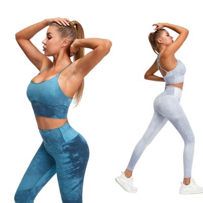 China Women Popular Logo Activewear Fitness Yoga Wear Custom Wholesale Breathable Sports Quick Dry Bra Sports Sportswear Bra Gaiters Gym Yoga Set for sale