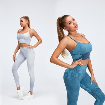 China Summer Breathable Women's Running Sport Wear Solid Yoga Clothes Ladies 2 Piece Set Fitness for sale