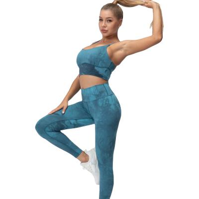 China Fitness Set Gym Yoga Clothes Breathable Seamless Knitted Running Suit Gaiters Sport Yoga Set Butt Crac! crack! for sale