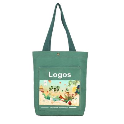 China Promotional Eco Friendly Canvas Folding Shopping Bag Folding Shoulder Storage Bags With Zipper Pocket for sale