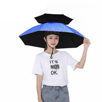 China Agriculture Useful Cheap Folding Custom Logo Printed Advertising Head Cap Shape Umbrella for sale