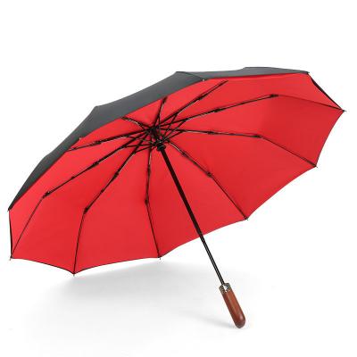 China China tropical manufacturer custom design double layer red color automatic 3 fold open close umbrella for wholesale for sale