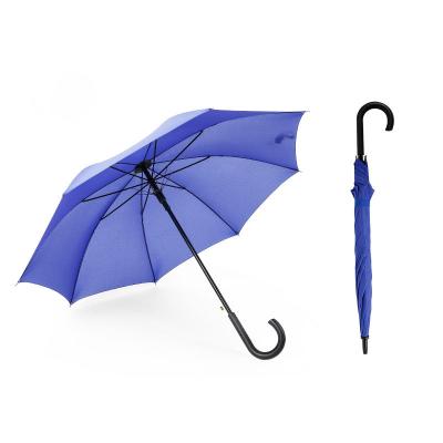 China Traditional Royal Blue J-Hook Handle Automatic Open Custom Design Men's Straight Umbrella With Custom Logo Print for sale