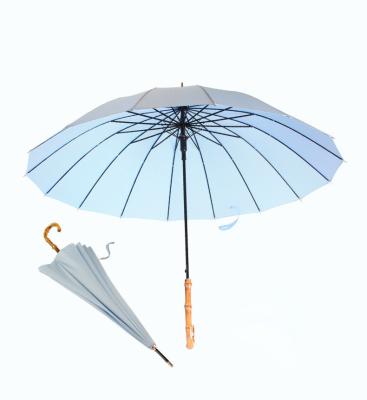 China All In 1 Hot 2020 Custom Design Japanese Old Fashion J Shaped Bamboo Handle Straight Umbrella For Promotion for sale