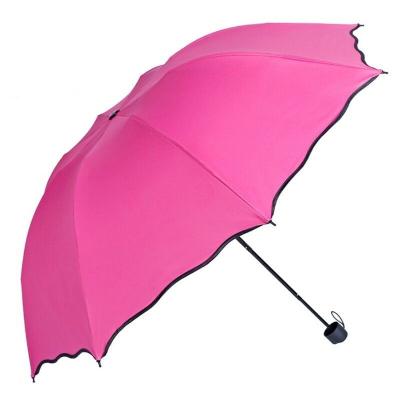 China 3 Fold Umbrella Manual Open UV Folding Umbrella With Changing Color Drawing For Wedding And Women for sale