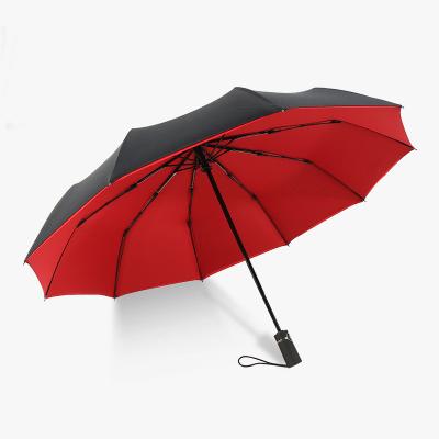 China 2020 Big 3 Design Double Bone Windproof Luxury Business Luxury Automatic 3 Fold Umbrellas For Men And Women Gift Parasol for sale