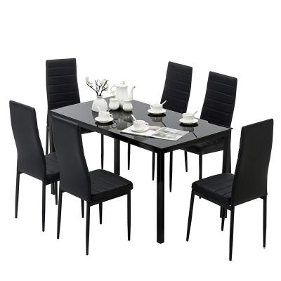 China Modern Dining Set Dining Table and Chairs New Design Dining Room Furniture Wholesale Dining Room Furniture Center Table Glass Top Design for sale