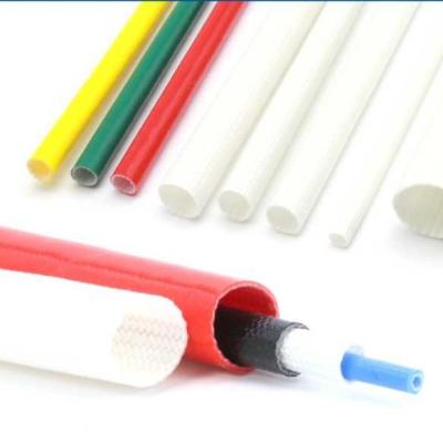 China 3mm Silicone Fiberglass Sleeve Braided , White Silicone Coated Fiberglass Sleeve for sale