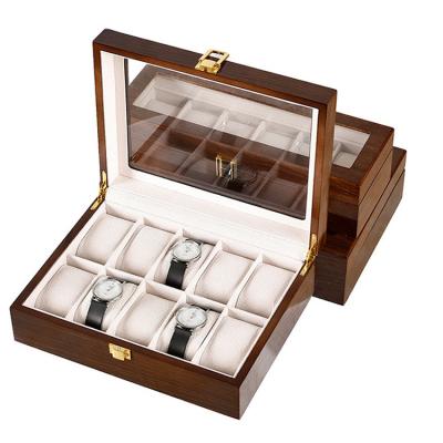 China CLOTHING Brown Coffee Wood Grain Spray Paint Bright Watch Box Storage Box for sale