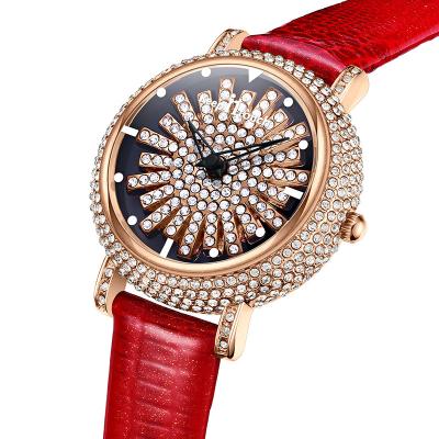 China Golden Skeleton Automatic Mechanical Design Women Wrist Watch Fashion Casual Leather for sale