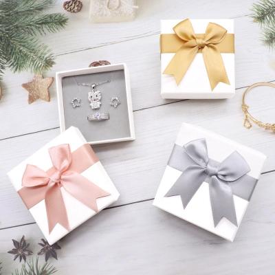 China New Design Jewelry Box Recyclable Bow Necklace Box Jewelry Custom Gift Jewelry Box In Stock for sale