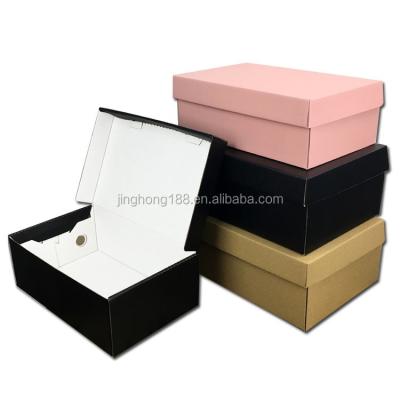 China Recyclable Custom Printed Sneaker Folding Corrugated Black Shoes Box With Logo for sale