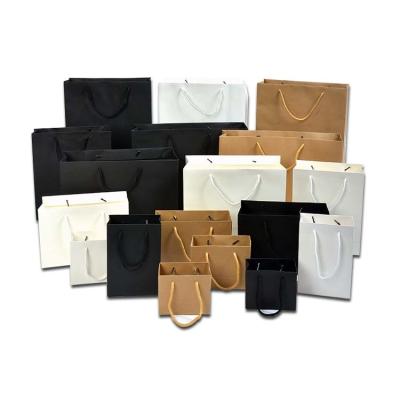 China Recyclable Custom Printing Black Paper Clothing Shopping Bags With Logo for sale