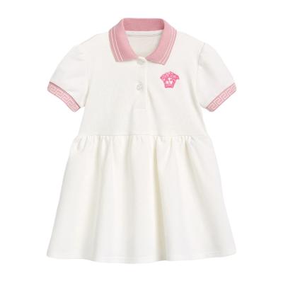 China M.N.S.X 100 Cotton Breathable Color Contrast Organic Stand Collar White Dressing Gown Dresses For Kids for sale