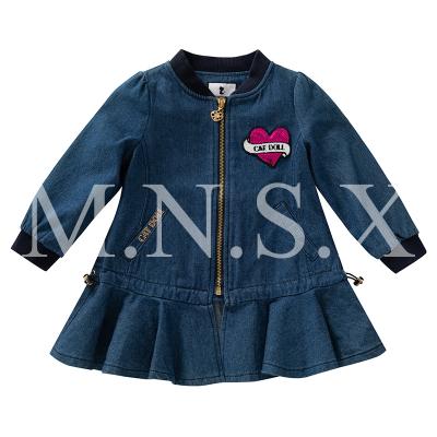 China Anti-Wrinkle Customized Cute Child Apparel Autumn Winter Jacket Organic Denim Dress Kids Dress Clothes Girls' Jackets Babies' Jackets for sale