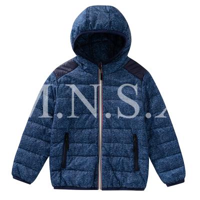 China New Custom Waterproof OEM/ODM Boy's Glossy Empty Nylon Zipper Up Hoody Padded Waterproof Outdoor Quilted Coat for sale