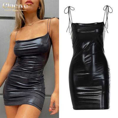 China Clacive Breathable Apparel Suppliers Cut Neck Lace Up Women Sleeveless Dress Sexy Elegant Bodycon New Arrivals 2022 for sale