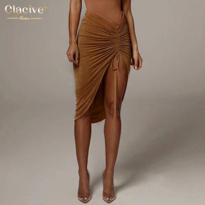 China Clacive Breathable 2021 Fashion Candy Color Fashion Dress Ladies Sexy Skirts Factory Direct Sales Popular Ladies Work Casual Skirts for sale