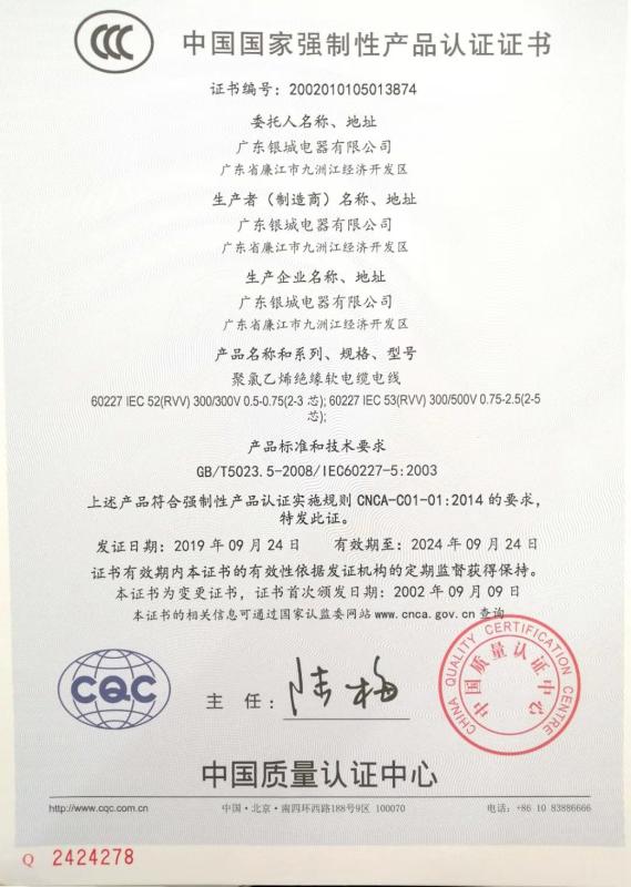 CCC - Guangdong Yincheng Electric Appliance Co., Ltd.